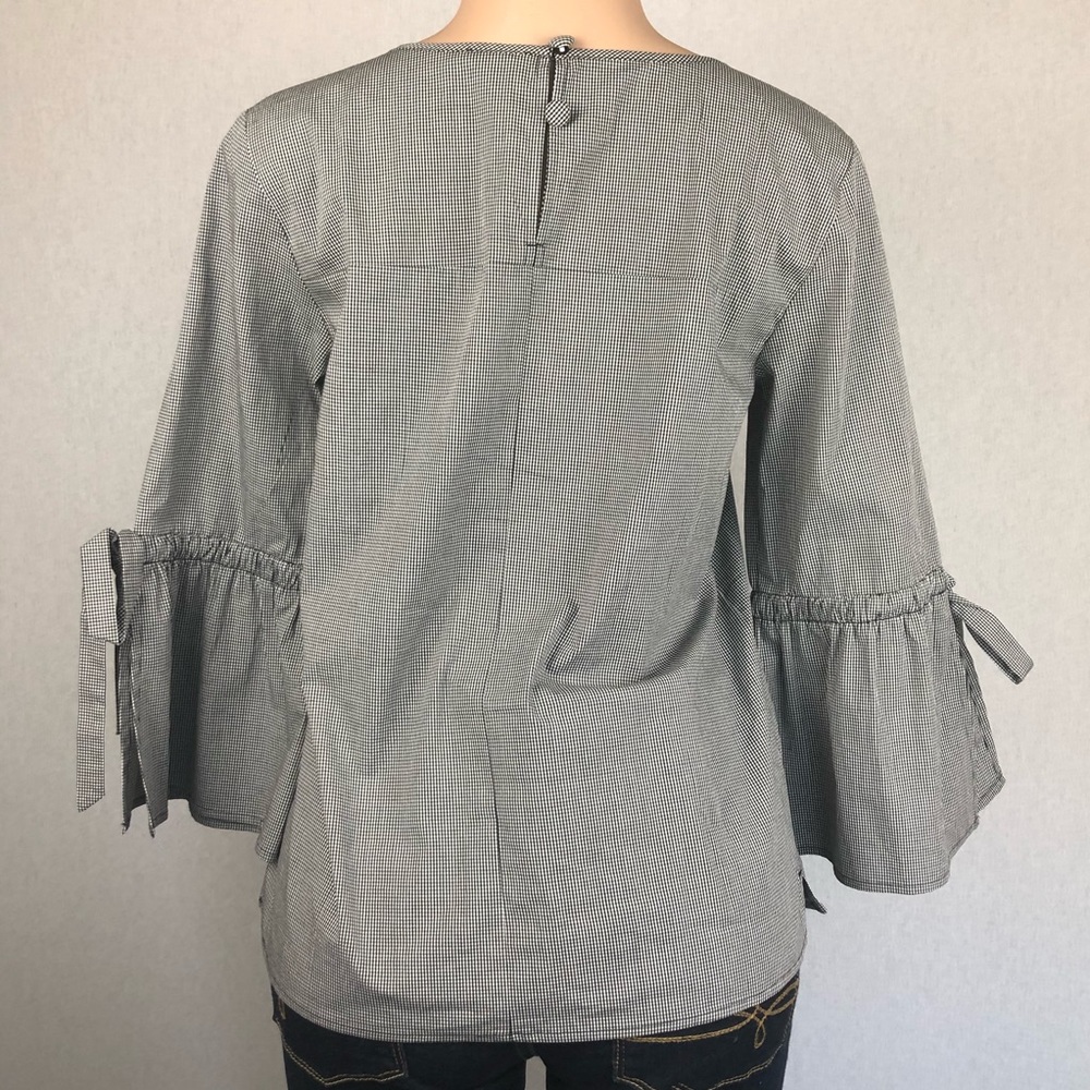 J. Crew Blouse Bell Sleeve Top Gingham Plaid - Picture 12 of 14